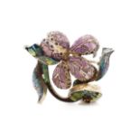 Antique micro mosaic flower brooch