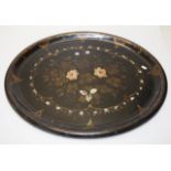 C19th papier mache oval tray