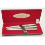 Boxed Parker stainless steel pen set
