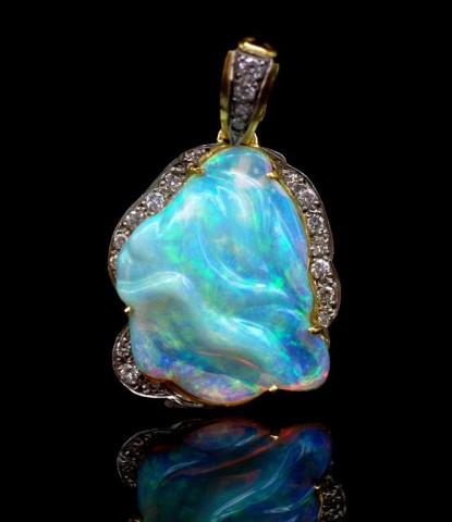 Carved opal, diamond and 18ct yellow gold enhancer - Image 2 of 7