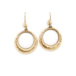 9ct rose gold hanging circle earrings