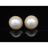 Mabe pearl and 9ct yellow gold earrings