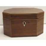 George III octagonal mahogany tea caddy