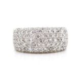 Pave diamond and 18ct white gold ring
