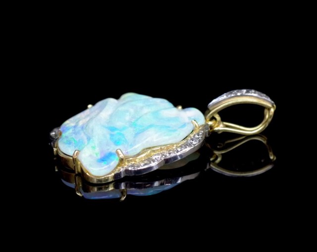 Carved opal, diamond and 18ct yellow gold enhancer - Image 5 of 7