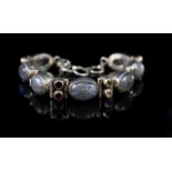 Labradorite and multi gemstone set silver bracelet