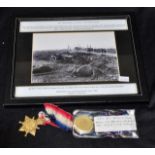 Two WWI AIF medals and a framed photo