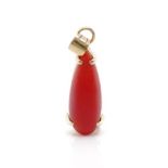 Red coral and 18ct rose gold pendant