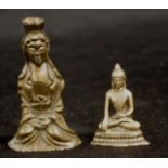 Two small Oriental brass figures