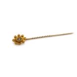 Victorian 15ct yellow gold and diamond stick pin