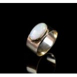 Solid white opal and 9ct gold ring