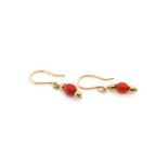 Coral and 9ct rose gold beaded earrings