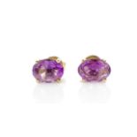 Amethyst and 9ct yellow gold stud earrings
