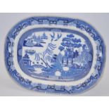 Antique blue & white Staffordshire meat platter