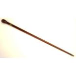 Vintage brass banded wood walking cane