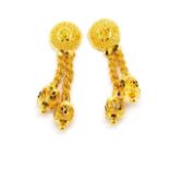 22ct yellow gold tassle and stud earrings