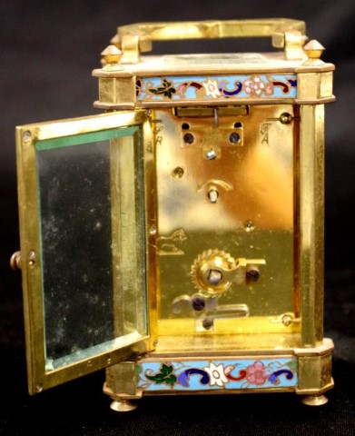 French brass cased & enamel carriage clock - Image 3 of 3