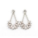 Diamond and 18ct white gold hanging earrings