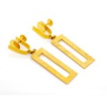 Yellow gold hanging ear clips