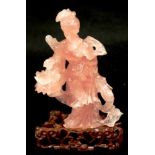 Chinese carved rose quartz figure