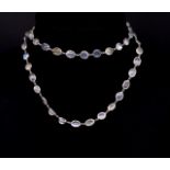 Matinee length moonstone and silver necklace