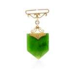 Antique Nephrite jade and yellow gold fob charm