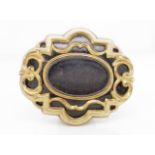 Victorian yellow gold and enamel mourning brooch