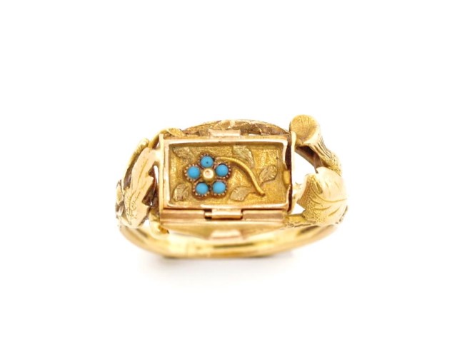 Antique yellow gold hinged flower ring - Image 3 of 6