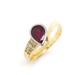 Ruby, diamond and 18ct yellow gold ring