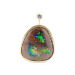 Boulder opal and yellow gold pendant