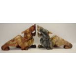 Two Chinese carved marble Foo dogs