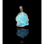 Carved opal, diamond and 18ct yellow gold enhancer