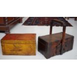 Two oriental lidded wood boxes