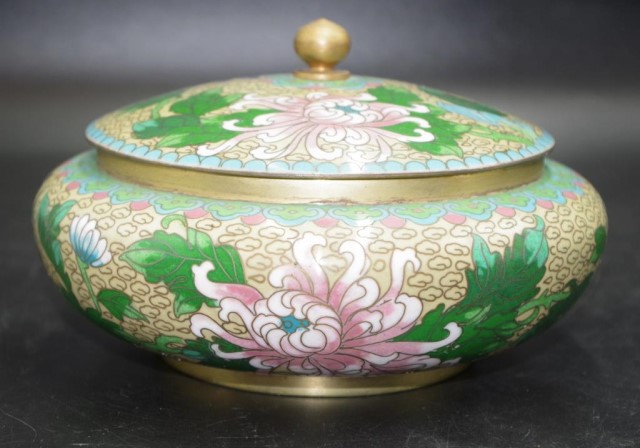 Chinese cloisonne lidded bowl