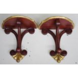 Pair of scroll carved wall shelves