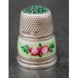 Sterling silver and enamel thimble