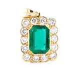 Emerald and diamond set 18ct yellow gold