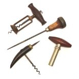Three various vintage cork screws