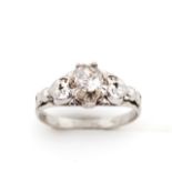 Solitaire diamond and 14ct white gold ring