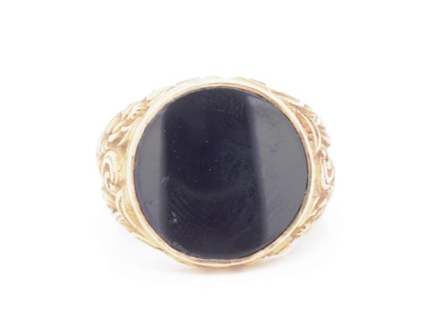 Antique onyx and 18ct yellow gold signet ring - Image 4 of 5