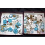 Box of vintage French glass bead dress clips