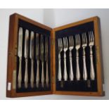 Cased set 6 fruit knives & forks