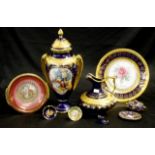 Collection Limoges gilded blue ceramic pieces