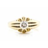 Solitaire diamond and 18ct yellow gold ring