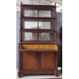 Antique mahogany waterfall secretaire bookcase