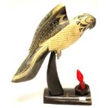 Vintage carved horn battery operated lamp