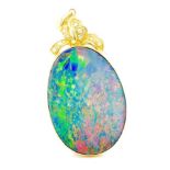 Opal doublet and 18ct yellow gold pendant
