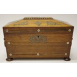 Regency inlaid rosewood tea caddy