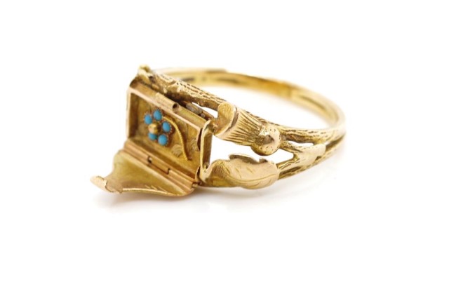 Antique yellow gold hinged flower ring - Image 2 of 6