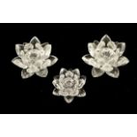Pair Swarovski crystal 'Lotus' candleholders